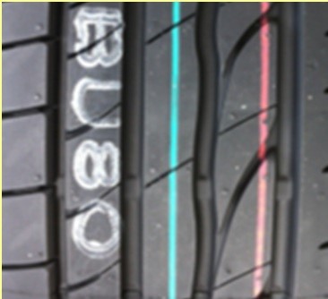 Partes de um pneu: listras coloridas