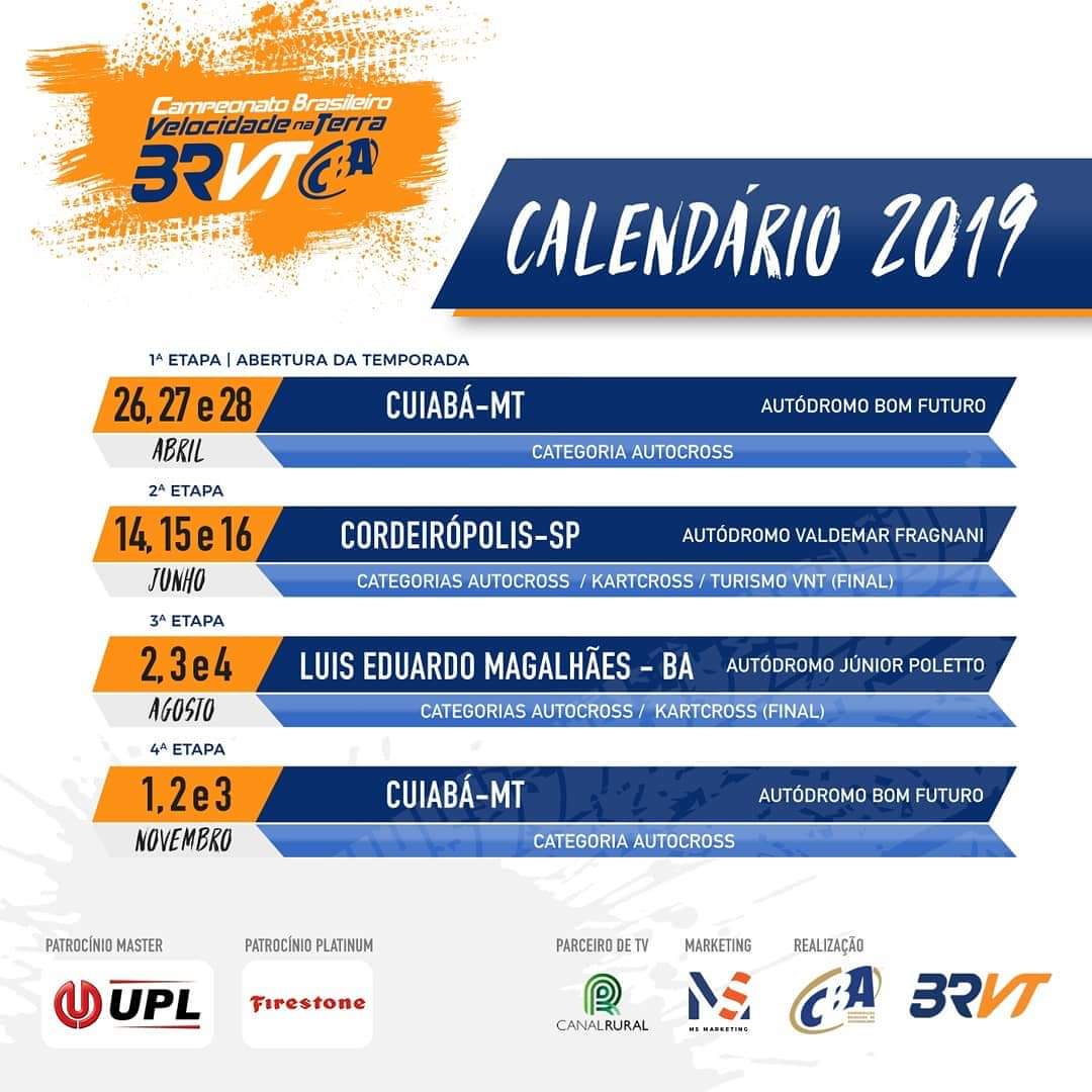 Calendario o Campeonato Brasileiro de Velocidade na Terra (BRVT)